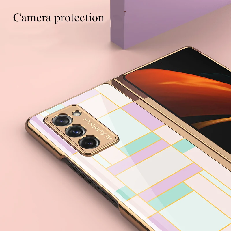 For Samsung Galaxy Z Fold 2 Case Fashion Pattern Glass 360 Full Protection Cover for Galaxy Z Fold 2 5G Plating Coques
For Samsung Galaxy Z Fold 2 Case Fashion Pattern Glass 360 Full Protection Cover for Galaxy Z Fold 2 5G Plating Coques