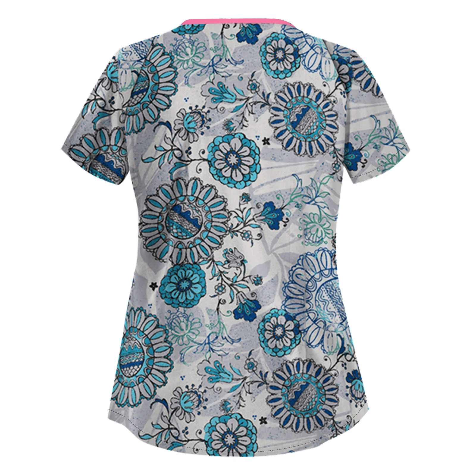 Irregular Collar Flower Print Working Uniform Women Fashion Short Sleeve Tops Blouse Shirt Femme Work Wear Summer Nurse Uniforms
Irregular Collar Flower Print Working Uniform Women Fashion Short Sleeve Tops Blouse Shirt Femme Work Wear Summer Nurse Uniforms