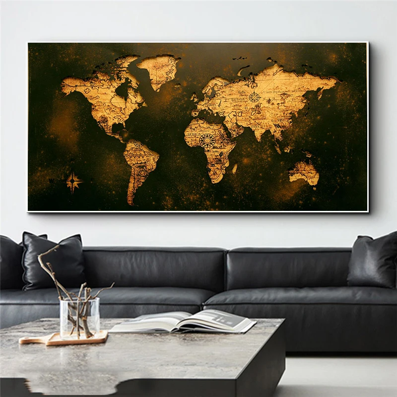 Black Gold World Map Picture Canvas Painting Modern Classic Style Wall Art Abstract Mural Decor for Living Room Cuadros Unframed
Black Gold World Map Picture Canvas Painting Modern Classic Style Wall Art Abstract Mural Decor for Living Room Cuadros Unframed