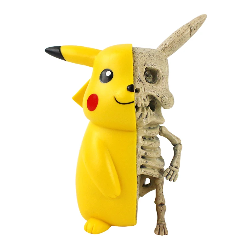 Аниме TAKARA TOMY 11 см Забавный Скелет Череп Пикачу ПВХ экшн-фигурка Коллекционная