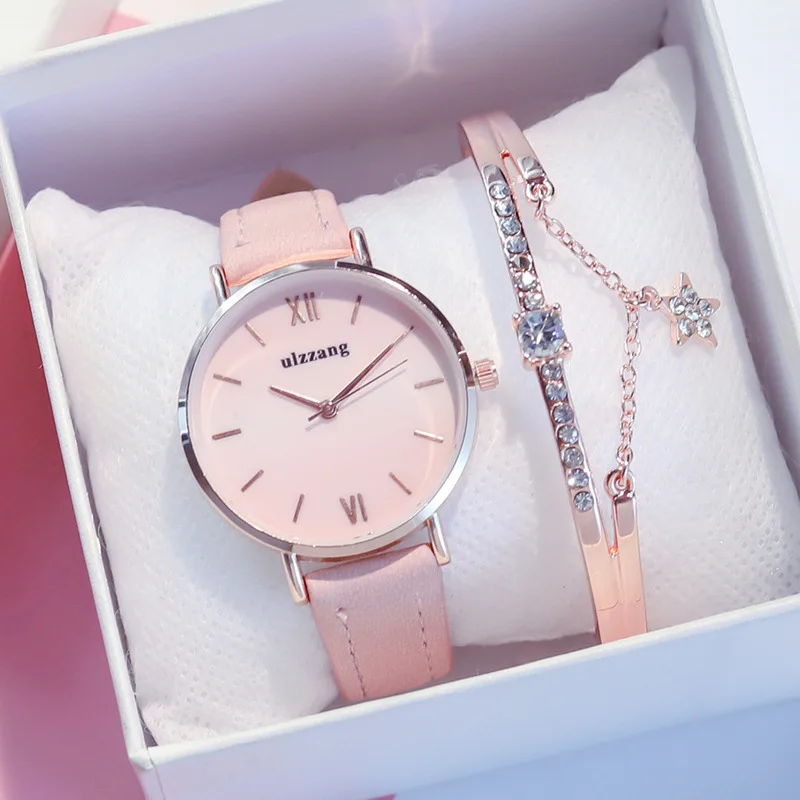 Модные женские часы с розовым циферблатом минимализм повседневные Ретро