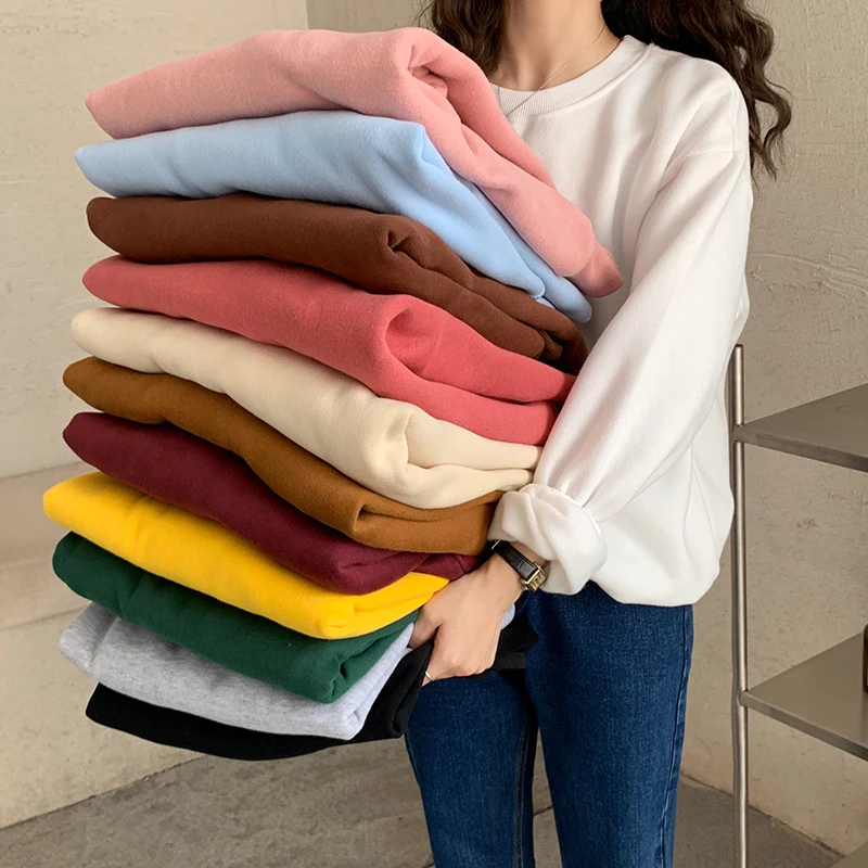 12-color New Harajuku Casual Women Sweatshirt Basic Loose Cotton Sweatshirt Female Wild Plus Velvet Long-sleeved Pullover Mujer
12-color New Harajuku Casual Women Sweatshirt Basic Loose Cotton Sweatshirt Female Wild Plus Velvet Long-sleeved Pullover Mujer