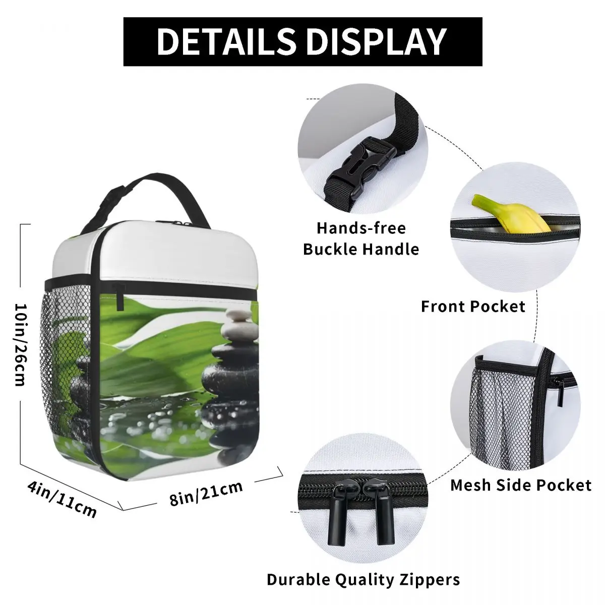 Spa With Stones Bamboo Branch Lunch Bag for Women Men Large Insulated Lunch Box with Water Bottle Holder and Pockets
Spa With Stones Bamboo Branch Lunch Bag for Women Men Large Insulated Lunch Box with Water Bottle Holder and Pockets