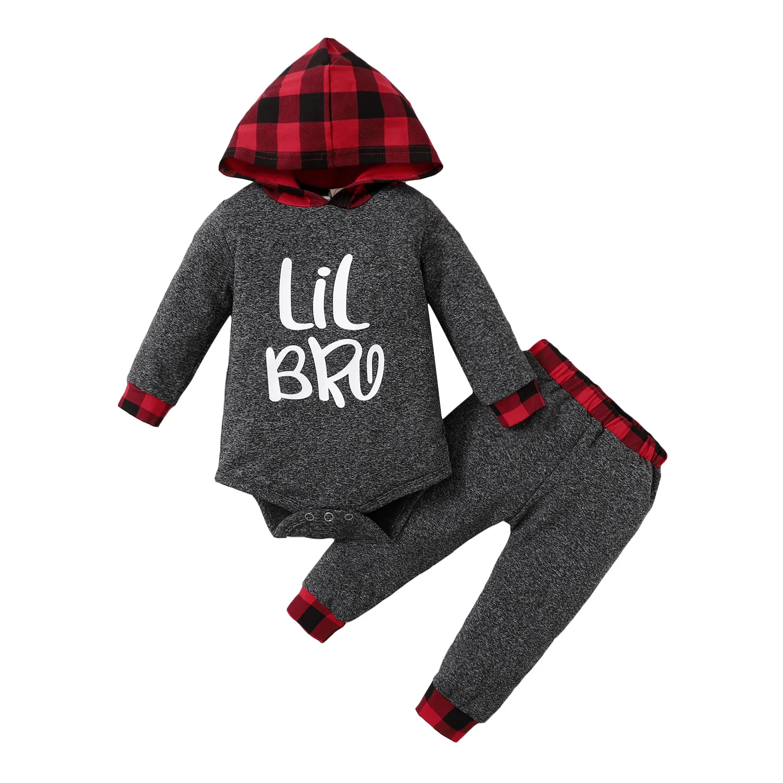 Baby Plaid Print Clothes Set, Boys Letter Print Long Sleeve Hooded Romper+Elastic Waist Trousers For Toddler Newborn Baby Boys
Baby Plaid Print Clothes Set, Boys Letter Print Long Sleeve Hooded Romper+Elastic Waist Trousers For Toddler Newborn Baby Boys