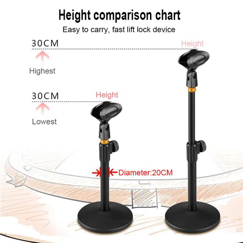 FELYBY Foldable Desk Table Microphone Clip Stand Full Metal Disc Desktop Stand Karaoke Condenser Wheat Adjustable Lift Mic
FELYBY Foldable Desk Table Microphone Clip Stand Full Metal Disc Desktop Stand Karaoke Condenser Wheat Adjustable Lift Mic