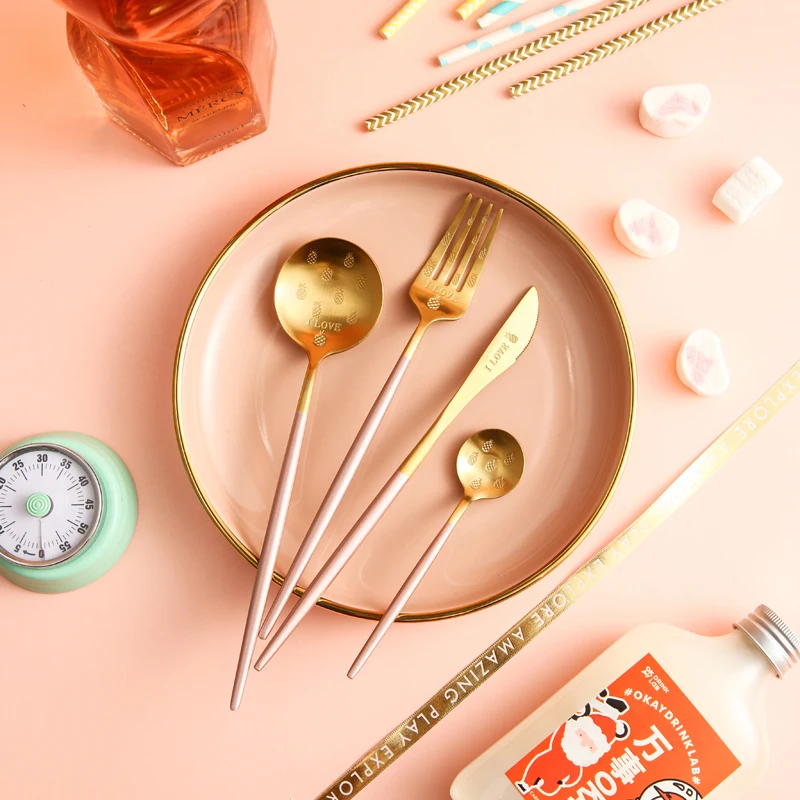 Nordic Stainless Steel Personalized Cutlery Fork Knife Travel Steel Sushi Cutlery Set Portable Rose Gold Silverware BK50DC
Nordic Stainless Steel Personalized Cutlery Fork Knife Travel Steel Sushi Cutlery Set Portable Rose Gold Silverware BK50DC