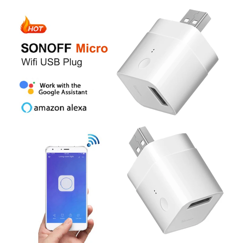 SONOFF Micro 5V Wifi USB Smart Adaptor for eWelink App Remote control Compatible with Alexa Google Home Assistant
SONOFF Micro 5V Wifi USB Smart Adaptor for eWelink App Remote control Compatible with Alexa Google Home Assistant