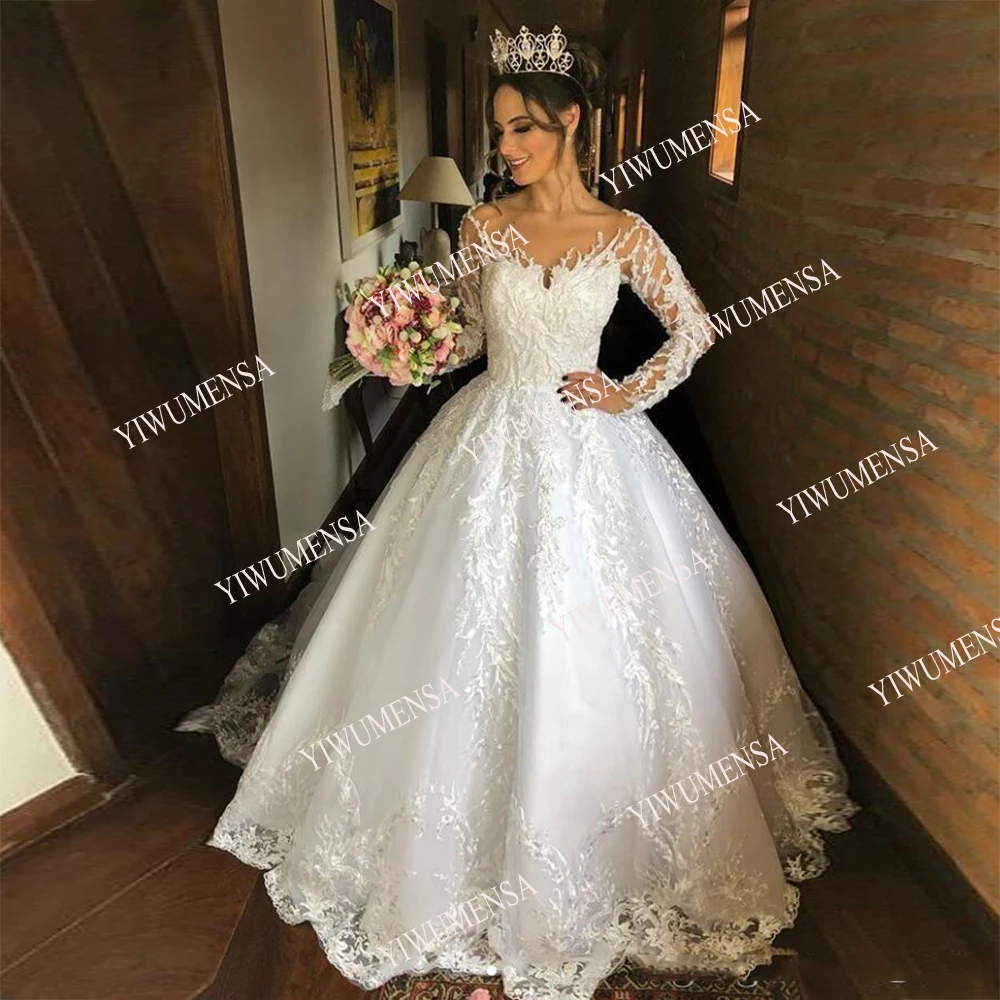 Winter Women Princess Ball Gown Puffy Tulle Bridal Marriage Wedding Dress Custom Made Long Sleeves Lace Appliques Robe De Mariee
Winter Women Princess Ball Gown Puffy Tulle Bridal Marriage Wedding Dress Custom Made Long Sleeves Lace Appliques Robe De Mariee