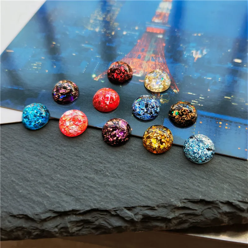 

20pcs/lot Multicolors 8mm 10mm 12mm Flatback Round Plastic Cabochon Bead for DIY Pendant Jewelry Scrapbook Decoration Materials