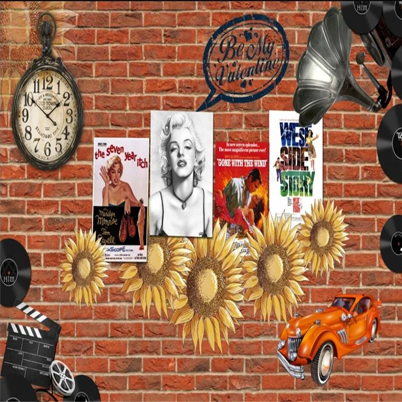 Nostalgic retro hollywood star Monroe bar decoration wallpaper vinyl record red brick wall restaurant background wall wallpaper
Nostalgic retro hollywood star Monroe bar decoration wallpaper vinyl record red brick wall restaurant background wall wallpaper