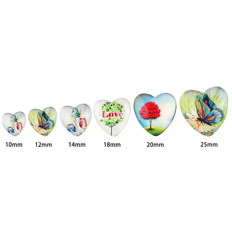Xinyao 20pcs 10pcs 10mm 12mm 14mm 18mm 20mm 25mm White Cartoon Heart Pattern Mixed Glass Heart Cabochon for DIY Jewelry Finding
Xinyao 20pcs 10pcs 10mm 12mm 14mm 18mm 20mm 25mm White Cartoon Heart Pattern Mixed Glass Heart Cabochon for DIY Jewelry Finding