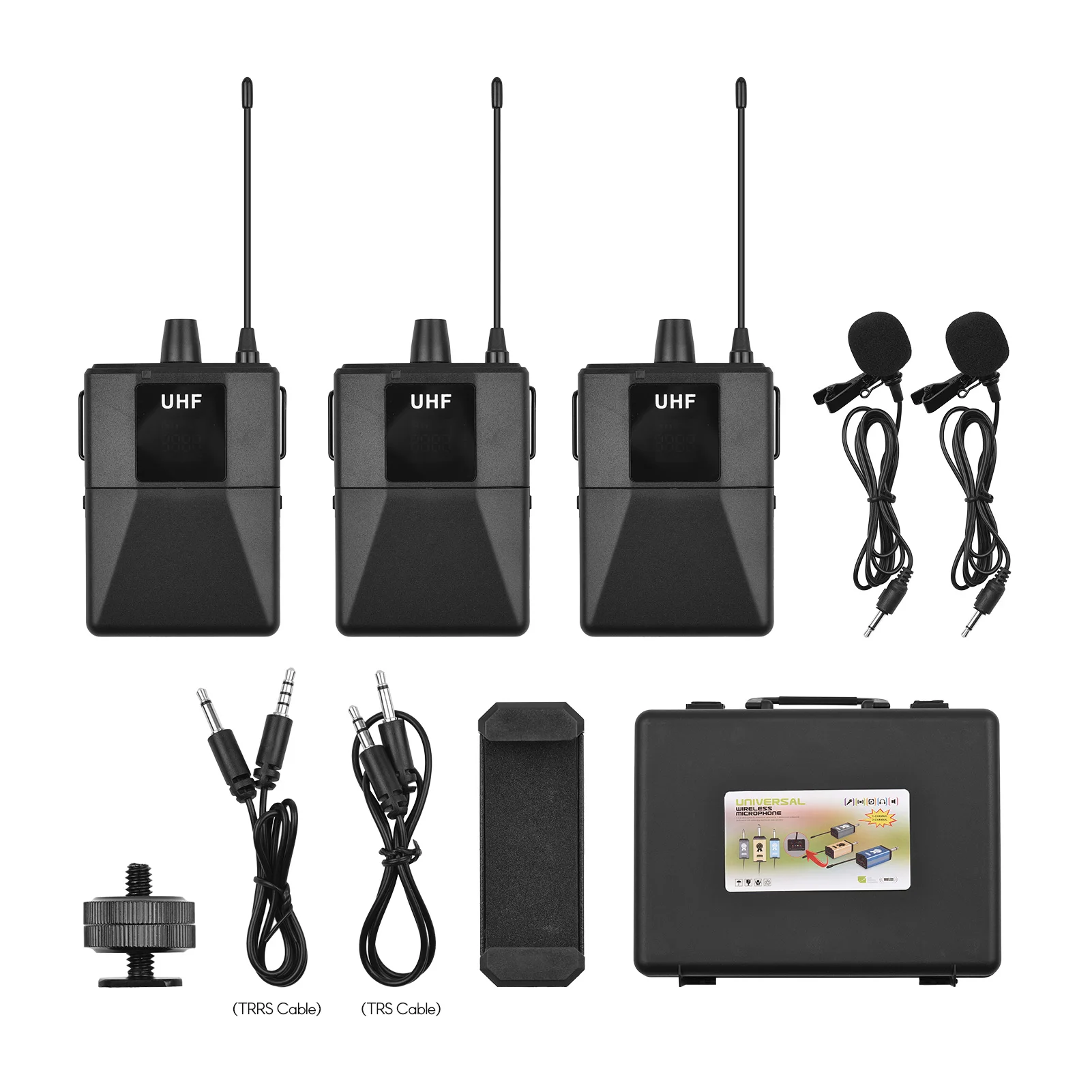 UHF Wirless Microphone System 2 Body-pack Lavalier Microphone Transmitters Receiver for Video Recording Interview Broadcast
UHF Wirless Microphone System 2 Body-pack Lavalier Microphone Transmitters Receiver for Video Recording Interview Broadcast