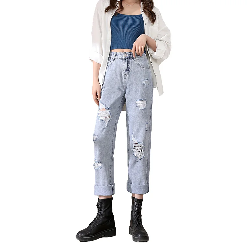 ZHISILAO New Straight Ripped Jeans for Women Streetwear Vintage Hole High Waist Denim Pants Jeans Plus Size Summer 2021
ZHISILAO New Straight Ripped Jeans for Women Streetwear Vintage Hole High Waist Denim Pants Jeans Plus Size Summer 2021