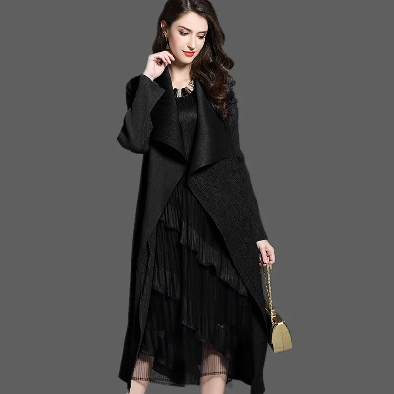 Women's Fashion Pleated Long Windbreaker Turn Down Collar Open Cardigan Black Green gray red Khaki Women Clothing Coat shawl
Women's Fashion Pleated Long Windbreaker Turn Down Collar Open Cardigan Black Green gray red Khaki Women Clothing Coat shawl