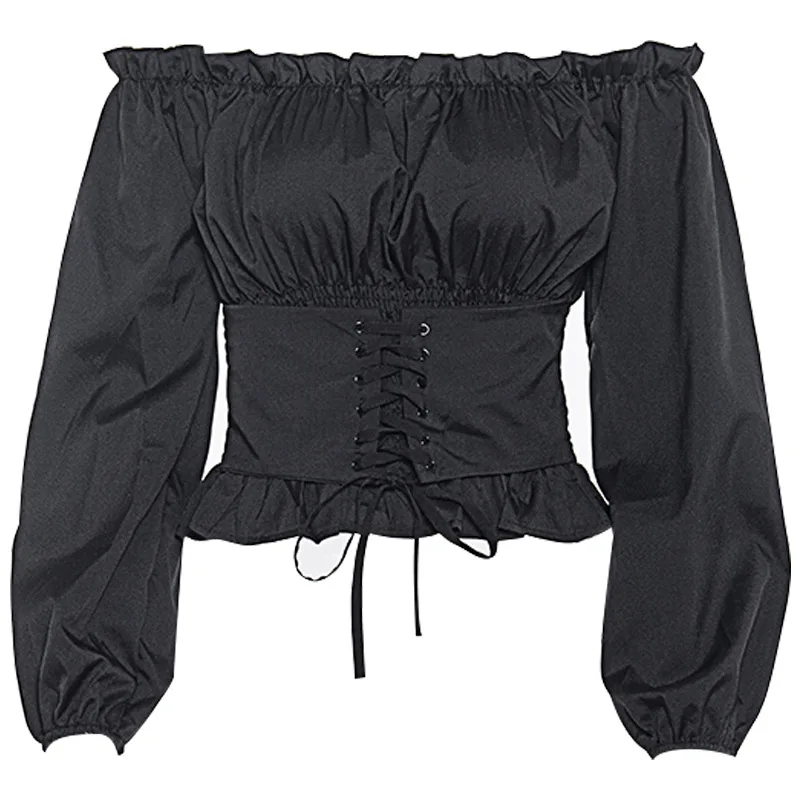 European and American Spring Women's Solid Color One-word Collar Waist Strap Off-the-shoulder Lantern Sleeve T-shirt
European and American Spring Women's Solid Color One-word Collar Waist Strap Off-the-shoulder Lantern Sleeve T-shirt