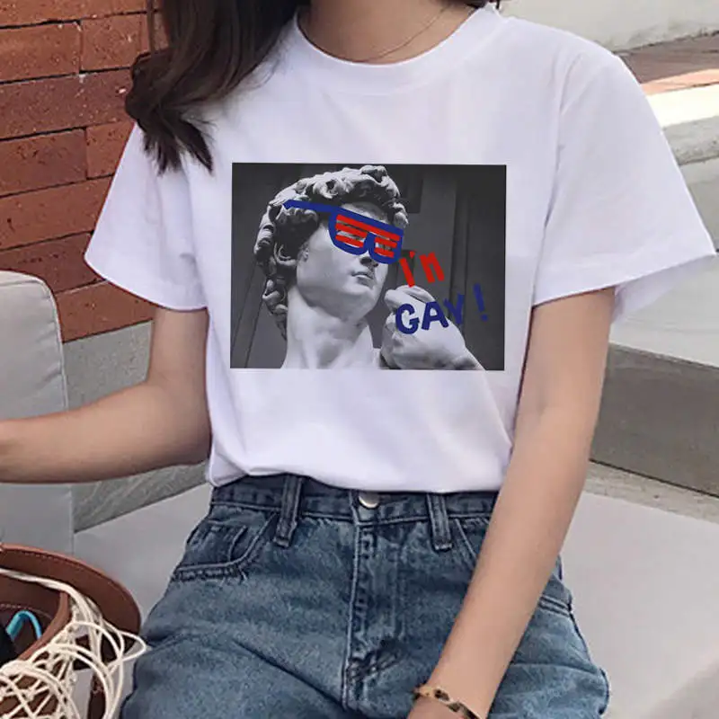 Women David Michelangelo Oil Painting Harajuku Ullzang Funny T-shirt Aesthetic Tee Tshirt 90s Graphic Top Clothing 
Women David Michelangelo Oil Painting Harajuku Ullzang Funny T-shirt Aesthetic Tee Tshirt 90s Graphic Top Clothing