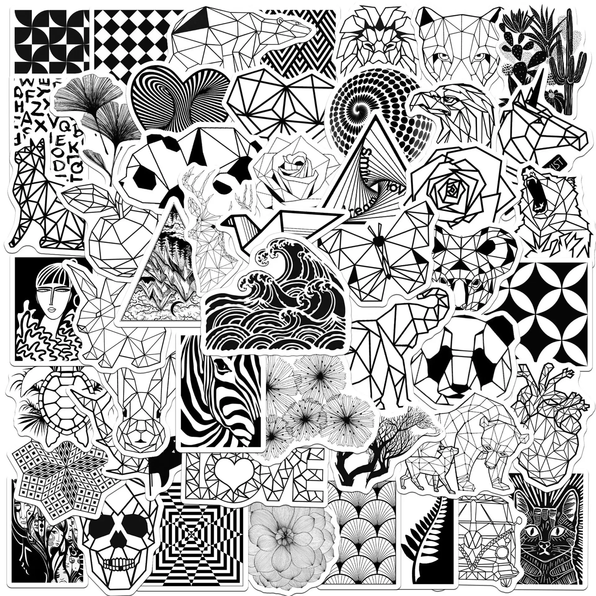10/50 Pcs Funny Black and White Stickers Graffiti Sticker for Laptop Luggage Car Styling Geometric Animals Cool Sticker
10/50 Pcs Funny Black and White Stickers Graffiti Sticker for Laptop Luggage Car Styling Geometric Animals Cool Sticker