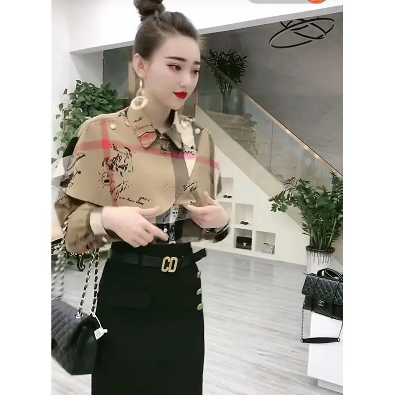 2021 Spring New Personality Printed Plaid Women's Long-Sleeved Shirt Korean Style Fashion Slim Western Shirt Trend
2021 Spring New Personality Printed Plaid Women's Long-Sleeved Shirt Korean Style Fashion Slim Western Shirt Trend