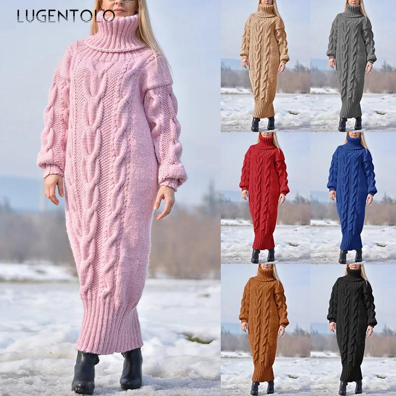Women Sweater Autumn Winter Solid Color Turtleneck Loose Knitted Sweaters Eleagnt Commuter Casual Long Sweater Lugentolo
Women Sweater Autumn Winter Solid Color Turtleneck Loose Knitted Sweaters Eleagnt Commuter Casual Long Sweater Lugentolo