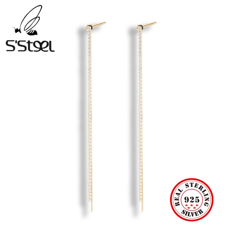 S'STEEL Zircon Earrings 925 Sterling Silver Drop Earring For Women Tassel Long Korean Luxury Accessories Earings Fine Jewellery
S'STEEL Zircon Earrings 925 Sterling Silver Drop Earring For Women Tassel Long Korean Luxury Accessories Earings Fine Jewellery