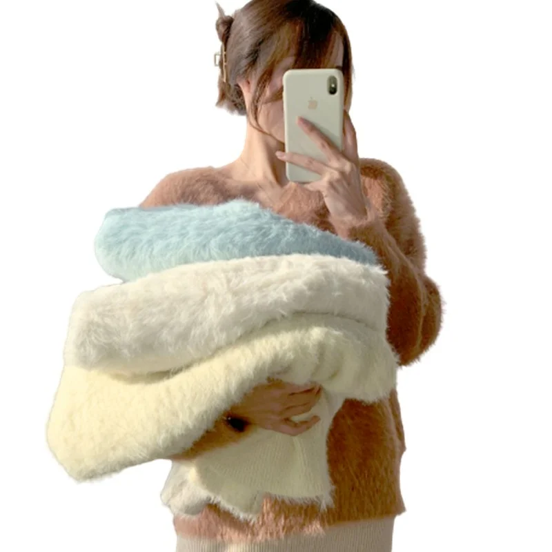 Womens Winter Sweaters 2021 Artificial Mink Fur Thickening Pullover Loose Lazy Style Mohair V-neck Top fall women clothing
Womens Winter Sweaters 2021 Artificial Mink Fur Thickening Pullover Loose Lazy Style Mohair V-neck Top fall women clothing