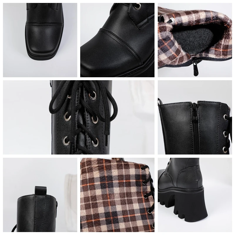 REAVE CAT Women Mid-Calf Boots Stylish Punk Square Toe Thick Heels Platform Flat 9cm PU Lace-up Zip Black Big Size 35-44 A3258
REAVE CAT Women Mid-Calf Boots Stylish Punk Square Toe Thick Heels Platform Flat 9cm PU Lace-up Zip Black Big Size 35-44 A3258