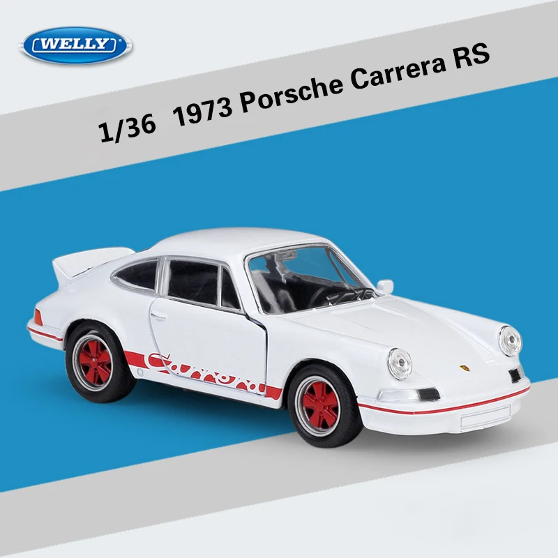 Модель автомобиля WELLY 1:36 1973 Porsche Carrera RS классическая модель металлический литый