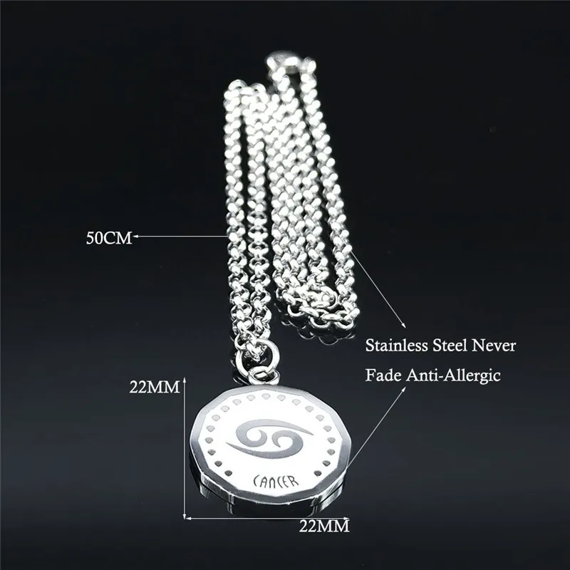 2021 Cancer Astrology Stainless Steel Necklace Charms Silver Color Round Necklaces Punk Jewelry collana acciaio inox NXS02
2021 Cancer Astrology Stainless Steel Necklace Charms Silver Color Round Necklaces Punk Jewelry collana acciaio inox NXS02