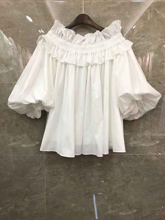 2021 spring and summer new women's fashion one shoulder lantern sleeve splicing decoration solid color versatile top 310
2021 spring and summer new women's fashion one shoulder lantern sleeve splicing decoration solid color versatile top 310