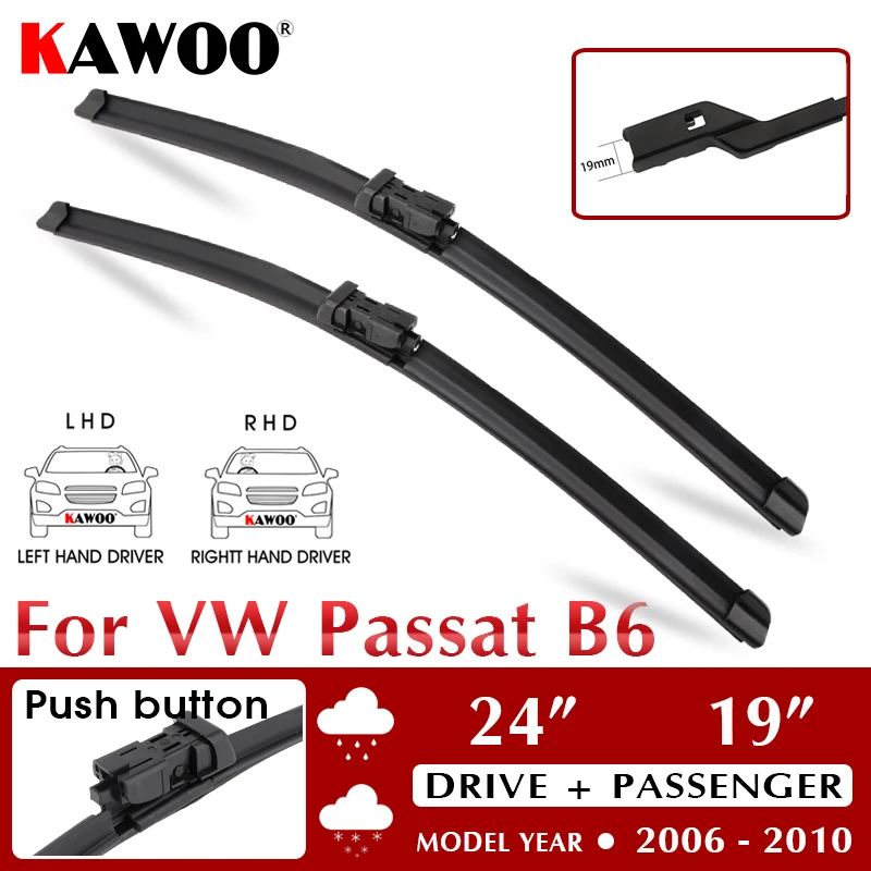 KAWOO Auto Car Rubber Windcreen Wipers Blades 24" + 19" For Volkswagen Passat B6 2006 2007 2008 2009 2010 Fit Push Button Arm
KAWOO Auto Car Rubber Windcreen Wipers Blades 24" + 19" For Volkswagen Passat B6 2006 2007 2008 2009 2010 Fit Push Button Arm