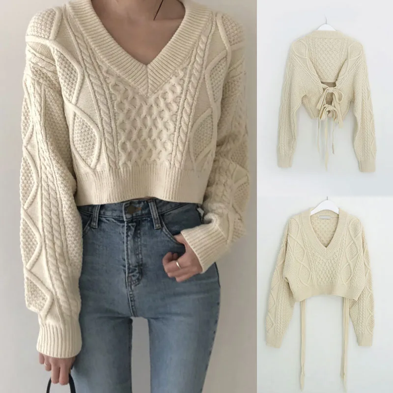 Women Winter Knitting Knitwear V Neck Sweater Retro Casual Jumpers Lace Up Pullover Back Bow Tie Warm Long Sleeve Knitted Tops
Women Winter Knitting Knitwear V Neck Sweater Retro Casual Jumpers Lace Up Pullover Back Bow Tie Warm Long Sleeve Knitted Tops