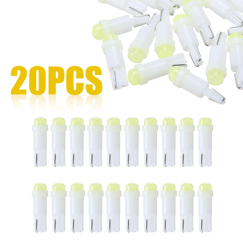 20pcs DC 12V T5 COB LED Dash Light White Dashboard Door Reading Gauge Light Lamp Car Interior Lighting Bulbs
20pcs DC 12V T5 COB LED Dash Light White Dashboard Door Reading Gauge Light Lamp Car Interior Lighting Bulbs