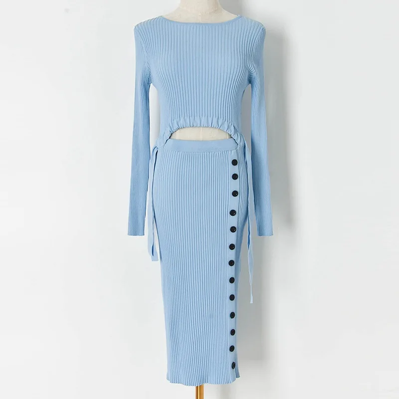 2021 Spring Summer Split Button Women Knit Dress Slim Hollow Out Long Sleeve Woman Long Dress Elegant Solid Color Maxi Dress
2021 Spring Summer Split Button Women Knit Dress Slim Hollow Out Long Sleeve Woman Long Dress Elegant Solid Color Maxi Dress