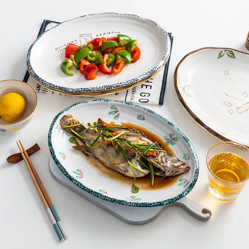 Creative Fish Plate Household Ceramic Oval Plate Large New Style Dish Dumpling Dish Steamed Fish Plate Nordic Dishes
Creative Fish Plate Household Ceramic Oval Plate Large New Style Dish Dumpling Dish Steamed Fish Plate Nordic Dishes