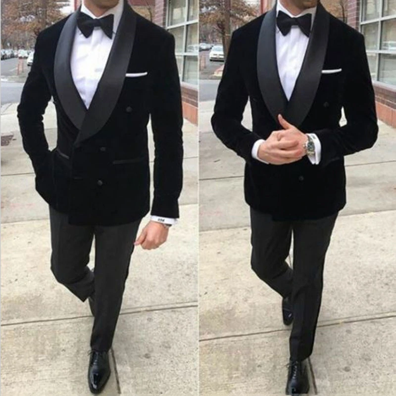 2022 Latest Shawl Collar One Button Design Black Men's Suits 2 Pieces Skinny Handsome Italian Style Bridegroom Wedding Wear
2022 Latest Shawl Collar One Button Design Black Men's Suits 2 Pieces Skinny Handsome Italian Style Bridegroom Wedding Wear