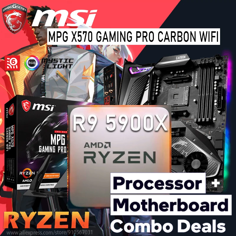 AM4 MSI MPG X570 GAMING PRO CARBON WIFI + AMD RYZEN 5900X материнская плата Combo AMD R9 5900X Ryzen Kit AM4 Placa-MOM Kit AMD X570 R9 
AM4 MSI MPG X570 GAMING PRO CARBON WIFI + AMD RYZEN 5900X материнская плата Combo AMD R9 5900X Ryzen Kit AM4 Placa-MOM Kit AMD X570 R9