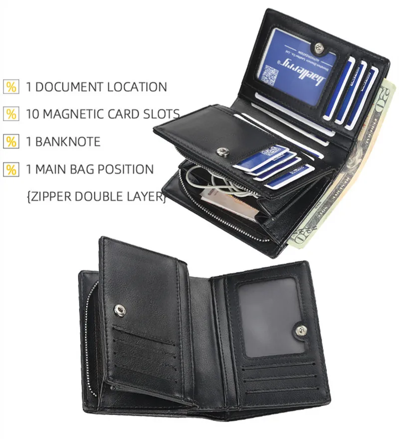 Men's Faux Leather Wallet, Compact Men's Wallet Made Of Faux Leather With Coin Pocket And zipper, With Large Capacity 
Men's Faux Leather Wallet, Compact Men's Wallet Made Of Faux Leather With Coin Pocket And zipper, With Large Capacity