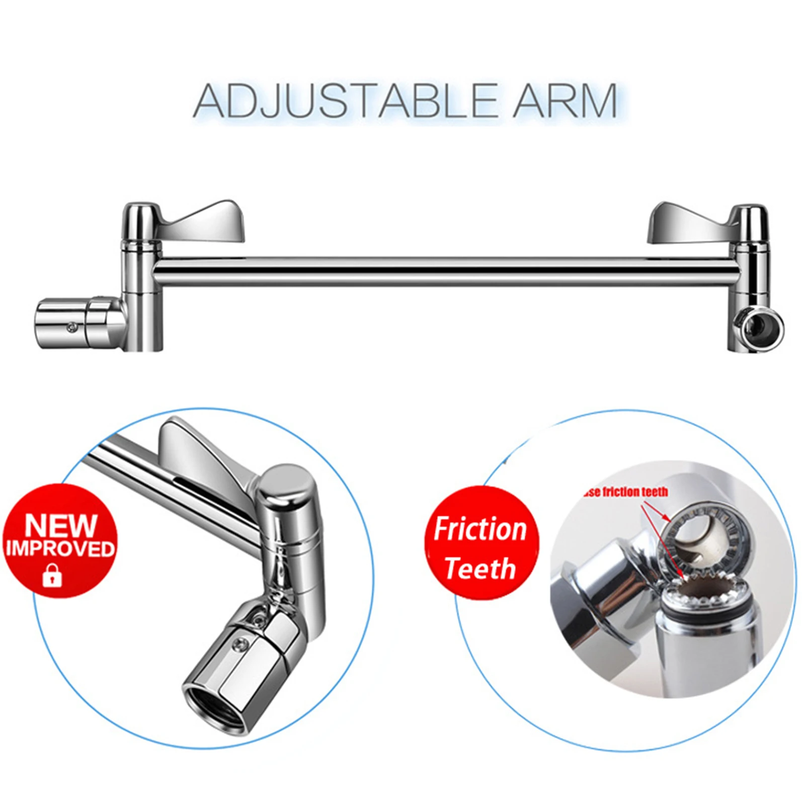Adjustable Shower Arm Extension Stainless Steel Shower Head Extension Arm with High Polished Chrome Finish
Adjustable Shower Arm Extension Stainless Steel Shower Head Extension Arm with High Polished Chrome Finish