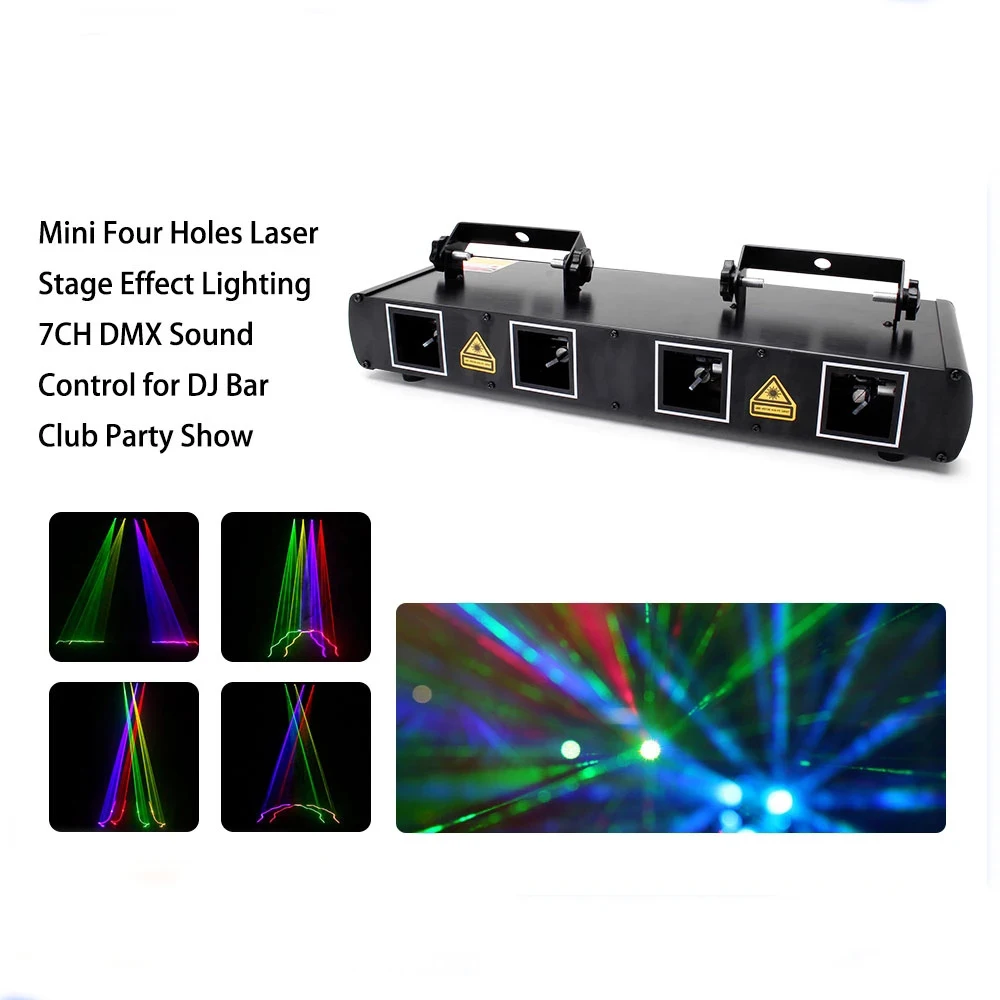 HOLDLAMP 100 Patterns Mini Four Holes Laser light Disco Party Christmas Decoration Effect 7/11CH DMX Sound Control for DJ Bar Cl
HOLDLAMP 100 Patterns Mini Four Holes Laser light Disco Party Christmas Decoration Effect 7/11CH DMX Sound Control for DJ Bar Cl