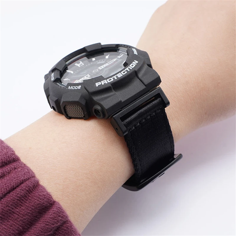 Ремешок для Casio G-SHOCK GA-110 GD-100 DW-5600 G-5600 мужчин черный 16 мм | Наручные часы