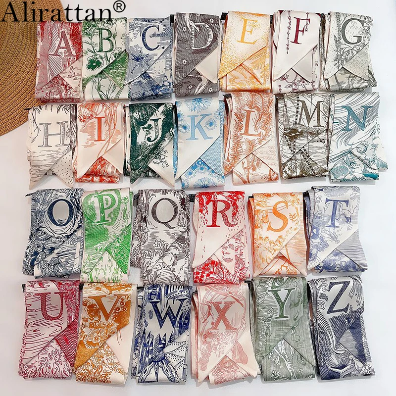 Alirattan New Trendy 26 English Letters Scarf For Women Desginer High Quality Silk Scarf Hijab Neckerchief Hair Scarf Headbands
Alirattan New Trendy 26 English Letters Scarf For Women Desginer High Quality Silk Scarf Hijab Neckerchief Hair Scarf Headbands