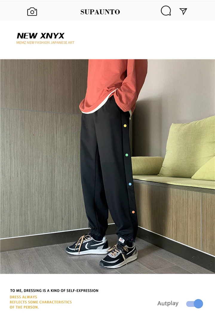 Spring and Autumn Ins Fashion Brand Side Breasted Track Sweatpants Men's Korean Style Trendy Loose Casual Straight-Leg Ankle
Spring and Autumn Ins Fashion Brand Side Breasted Track Sweatpants Men's Korean Style Trendy Loose Casual Straight-Leg Ankle