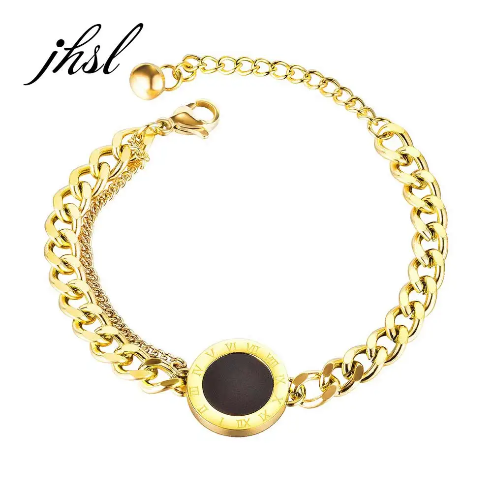 JHSL Women Round Roman Numerals Charm Bracelets Multi Layer Fashion Jewelry Stainless Steel Girlfriend Gift Female Bangles
JHSL Women Round Roman Numerals Charm Bracelets Multi Layer Fashion Jewelry Stainless Steel Girlfriend Gift Female Bangles