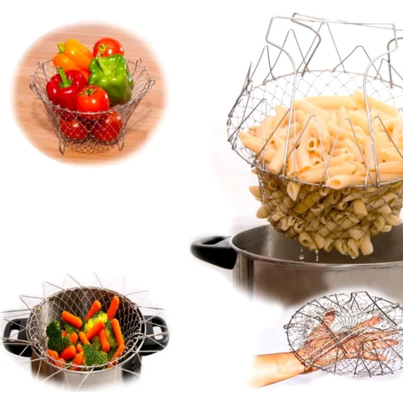 Stainless Steel Folding Expandable Fry Chef Basket Colander Sieve Mesh Strainer Strainer Net Colander Kitchen Cooking Tools
Stainless Steel Folding Expandable Fry Chef Basket Colander Sieve Mesh Strainer Strainer Net Colander Kitchen Cooking Tools