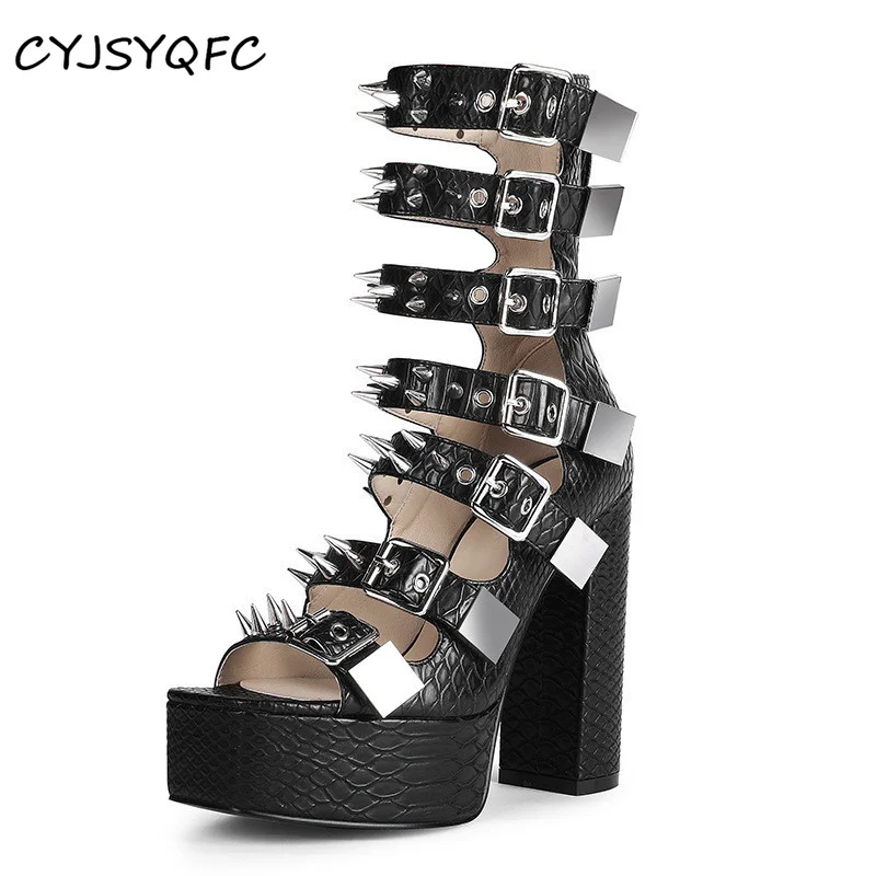 CYJSYQFC Luxury Brand Sexy Big Size 42 Buckle Extreme High Heels Platform Women Sandals Punk Gothic Style Rivets Gladiator Shoes
CYJSYQFC Luxury Brand Sexy Big Size 42 Buckle Extreme High Heels Platform Women Sandals Punk Gothic Style Rivets Gladiator Shoes
