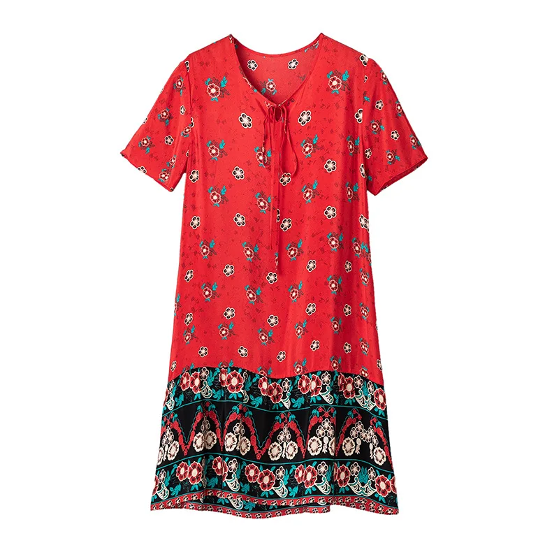 19388 New Spring and Summer New Women's Fashion Silk Printed Short Sleeve A-line Round Neck Silk Dress 
19388 New Spring and Summer New Women's Fashion Silk Printed Short Sleeve A-line Round Neck Silk Dress