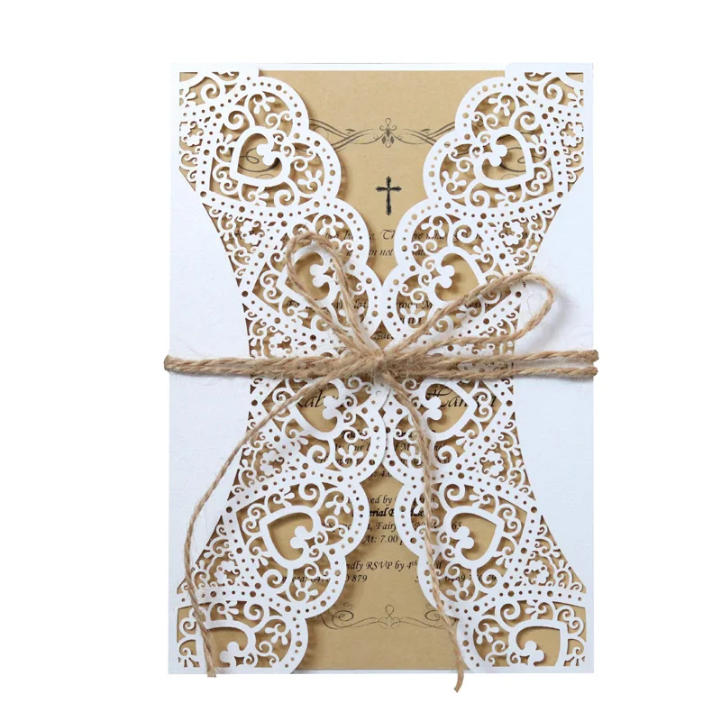 10/20pcs Laser Cut Wedding Invitation Card Vintage Heart Greeting Card with Ribbon Birthday Decoration Event Party Supplies
10/20pcs Laser Cut Wedding Invitation Card Vintage Heart Greeting Card with Ribbon Birthday Decoration Event Party Supplies