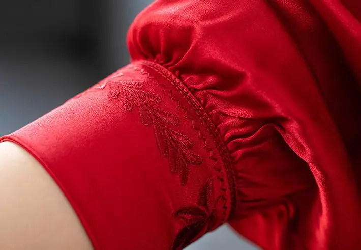 Fall Spring Womens Stand Collar Embroidery Long Sleeve Red Imitation Silk Blouse Top Shirt , Autumn Female Woman Blouses Tops
Fall Spring Womens Stand Collar Embroidery Long Sleeve Red Imitation Silk Blouse Top Shirt , Autumn Female Woman Blouses Tops