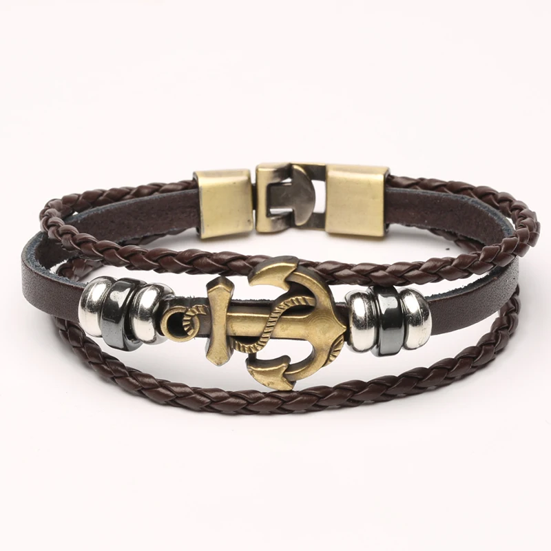Alloy anchor woven leather bracelet double buckle leather bracelet wholesale leather bracelet 
Alloy anchor woven leather bracelet double buckle leather bracelet wholesale leather bracelet