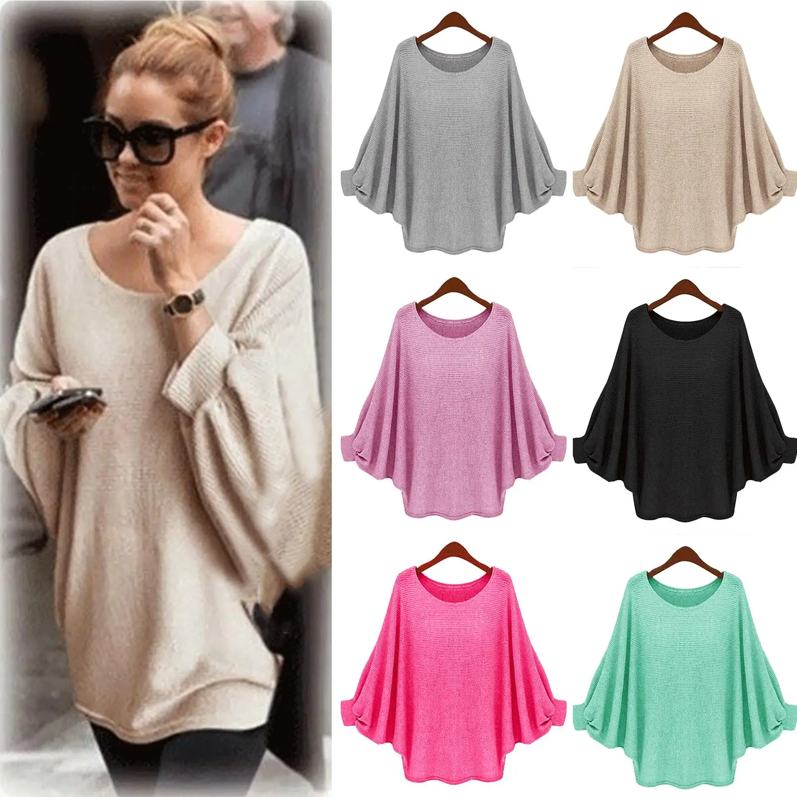Spring Autumn Women Sweatshirt Knitted Pullovers Women Clothing Fashion Round Collar Bat Sleeve Loose Top Women Sweatshirt
Spring Autumn Women Sweatshirt Knitted Pullovers Women Clothing Fashion Round Collar Bat Sleeve Loose Top Women Sweatshirt